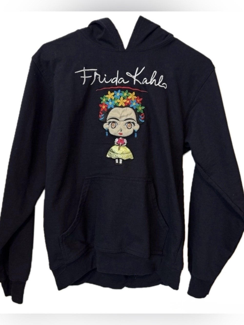 Frida Kahlo Joshua Textiles Embroidered Pullover Hoodie Size M